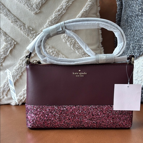 Kate Spade Flash Glitter Crossbody Bag, Cherrywood, NWT - Picture 5 of 14